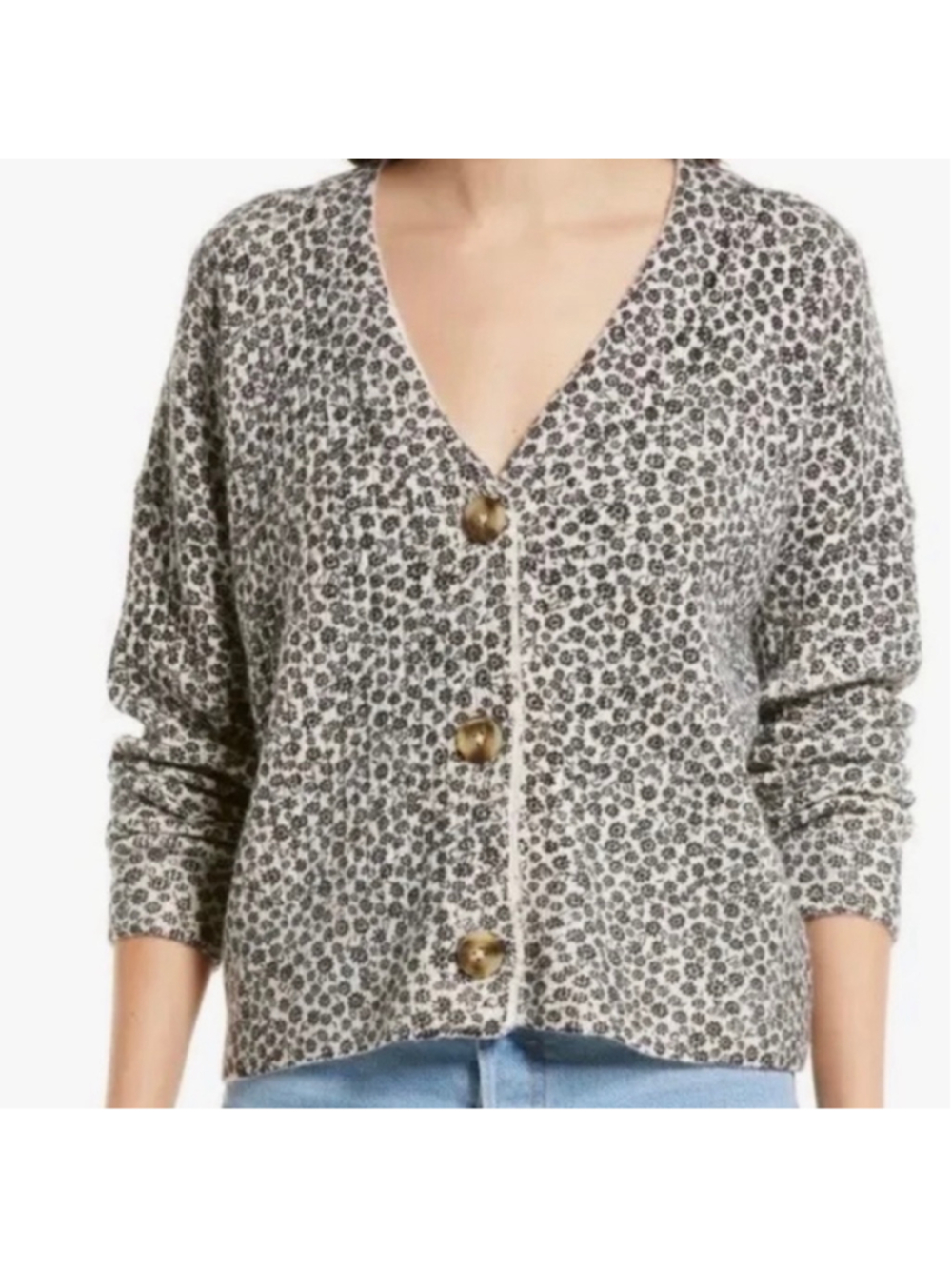 Women's Madewell Cardigan M Off-White Vintage Ditsy Cameron Floral Cardigan